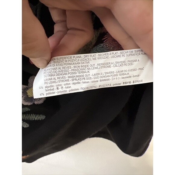 Zara Trafaluc‎ Dress S Womens Black Floral Mini Shift Short Sleeve Sweater NWT - Picture 9 of 13